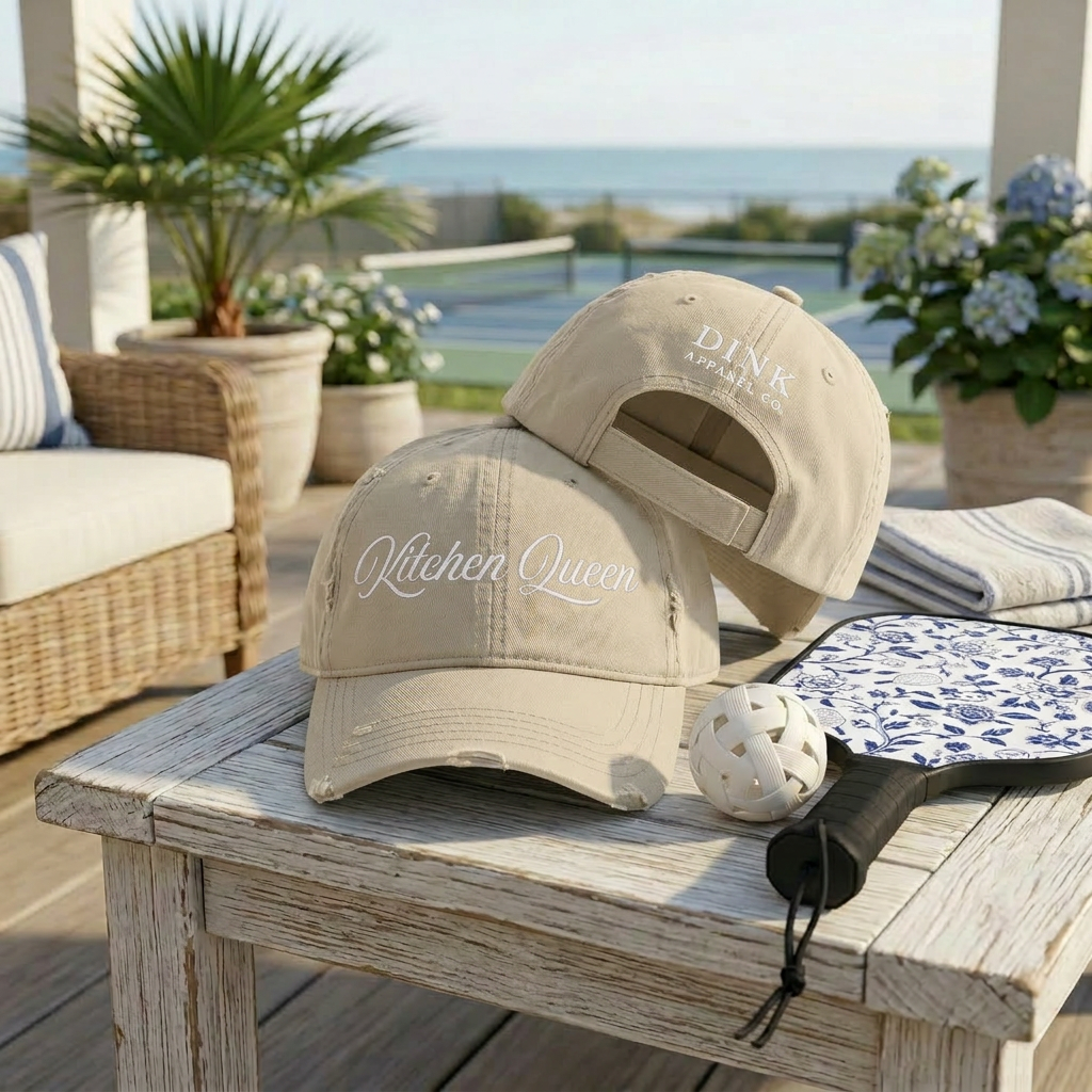 Kitchen Queen Distressed Dad Hat — She Rules the Non-Volley Zone
