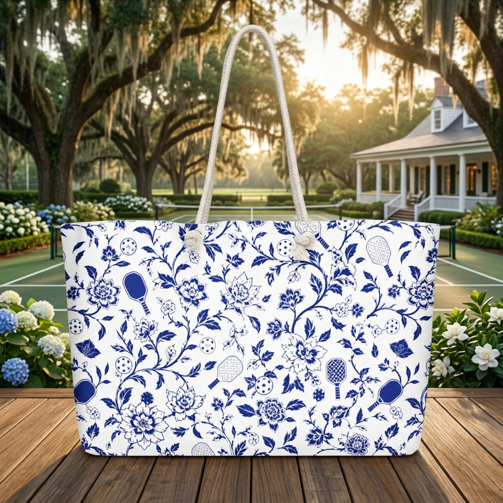 Blue Willow Court to Coast Oversized Pickleball Weekender Bag — The Most Elegant Thing Ever Carried to a Pickleball Court