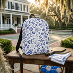 Blue Willow Court Carry Pickleball Floral Backpack — Carry Your Game in Full Bloom