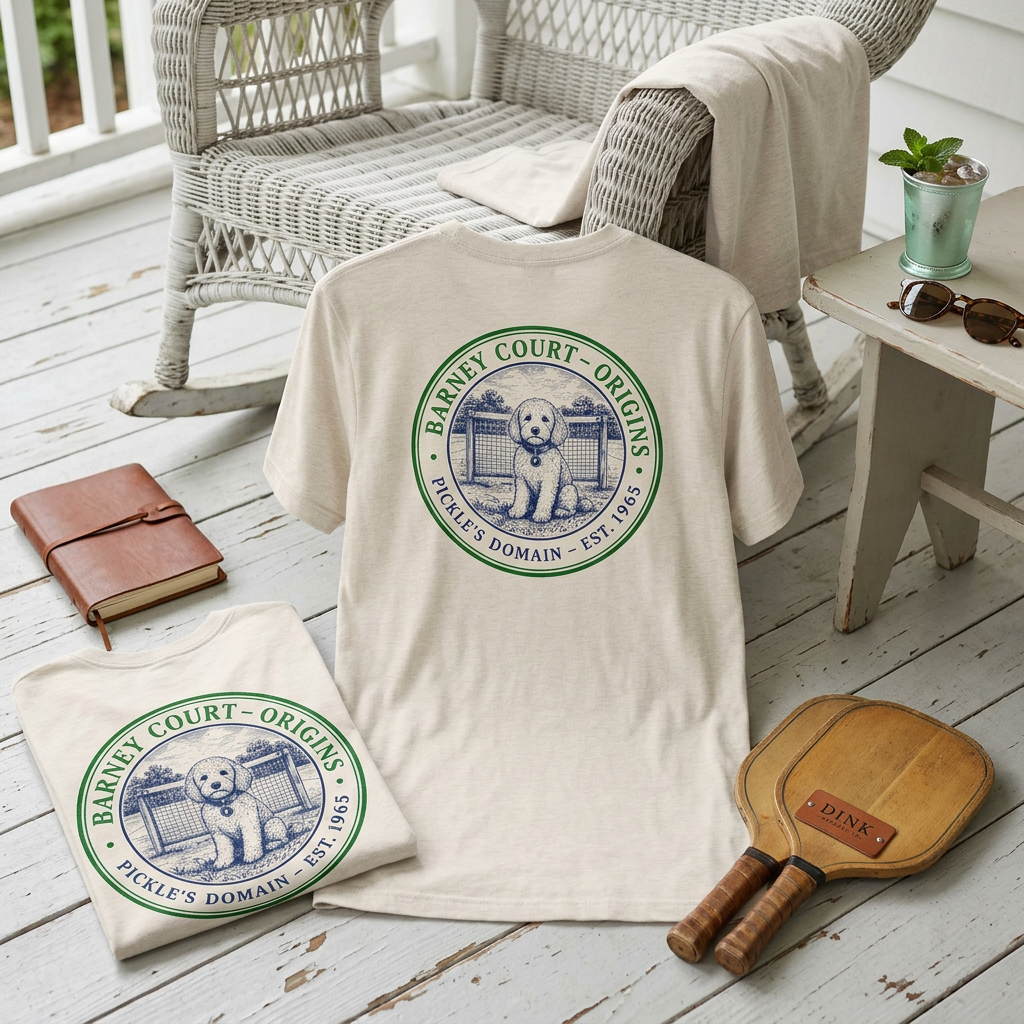 Barney Court Origins Tee — Pickle's Domain, Est. 1965