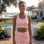 Magnolia Court Southern Toile Pickleball Sports Bra — Support Your Game in Full Southern Bloom