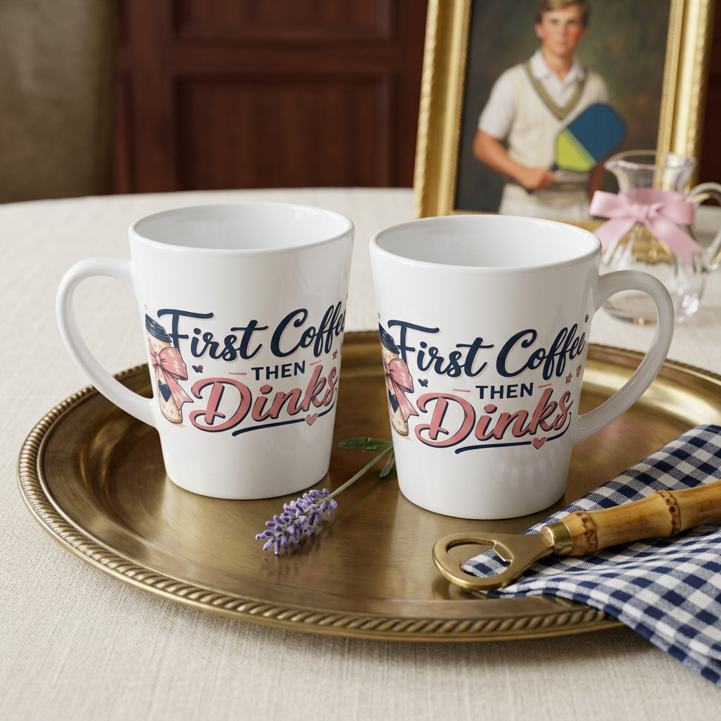 First Coffee Then Dinks Latte Mug — 12 oz | Morning Priorities, Perfectly Stated