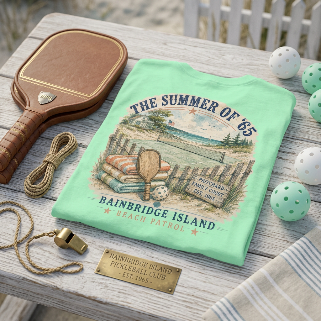 The Summer of '65 Bainbridge Island Beach Patrol Tee — Where Pickleball Was Born and the Vibes Never Left