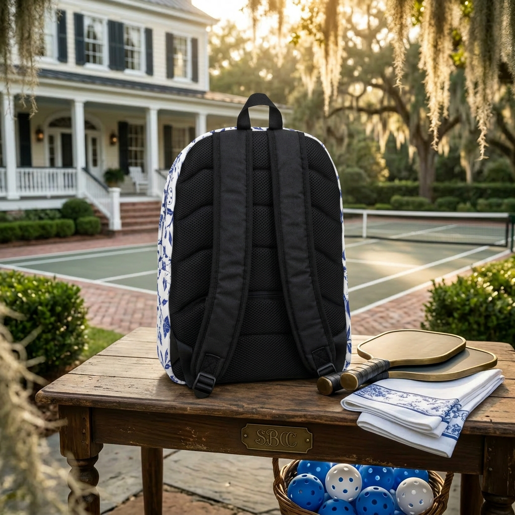 Blue Willow Court Carry Pickleball Floral Backpack — Carry Your Game in Full Bloom