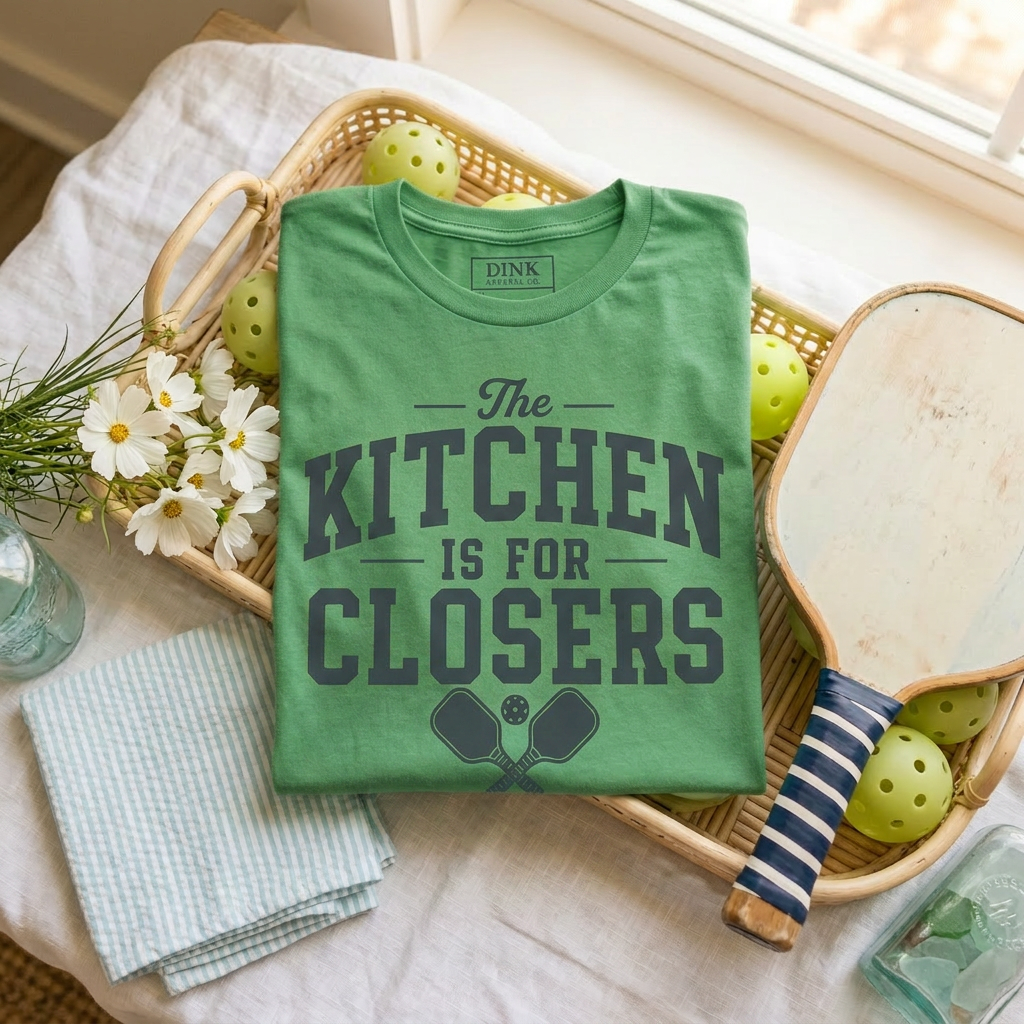 The Kitchen Is For Closers Tee — Show Up, Dink Down, Walk Away