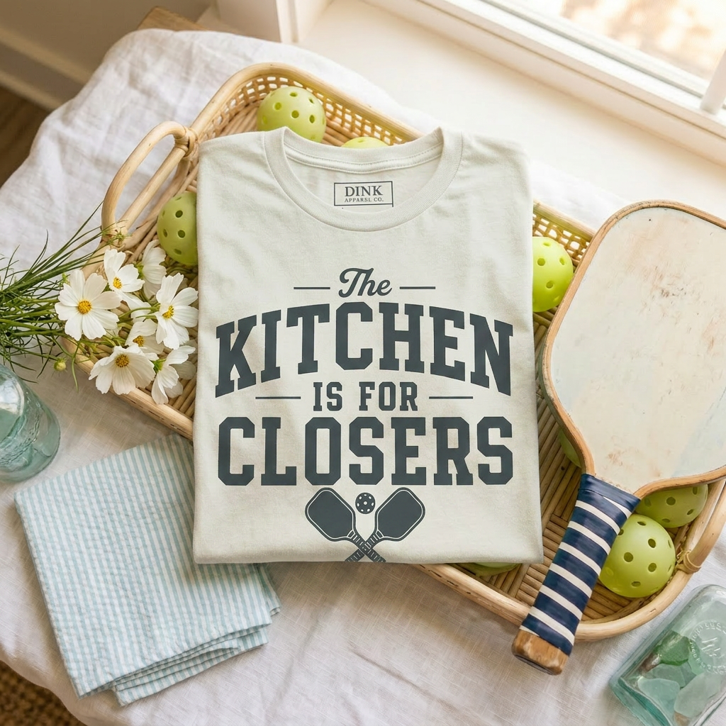 The Kitchen Is For Closers Tee — Show Up, Dink Down, Walk Away
