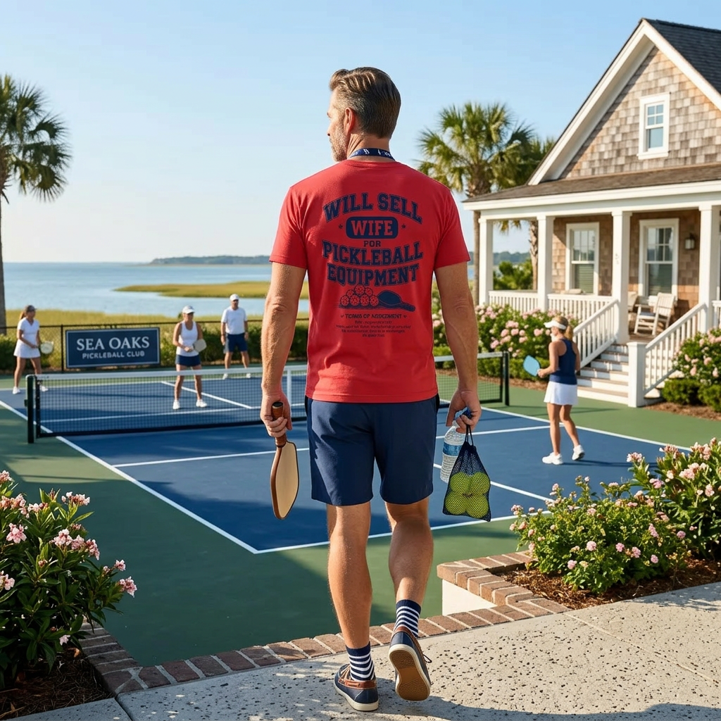 Will Sell Wife for Pickleball Equipment Tee — The Husband Who Has His Priorities Straight