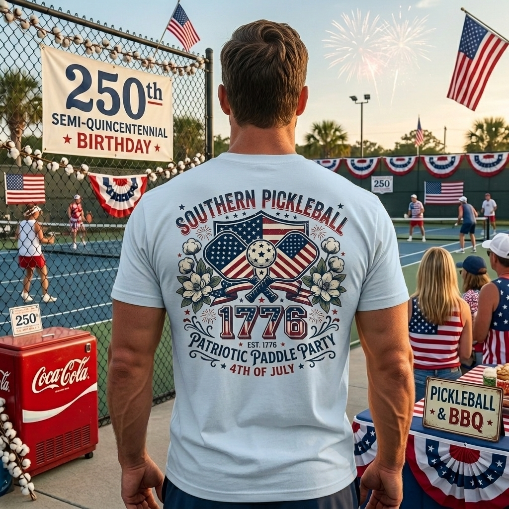 Southern Pickleball Patriotic Paddle Party Tee — Est. 1776 | 4th of July Edition