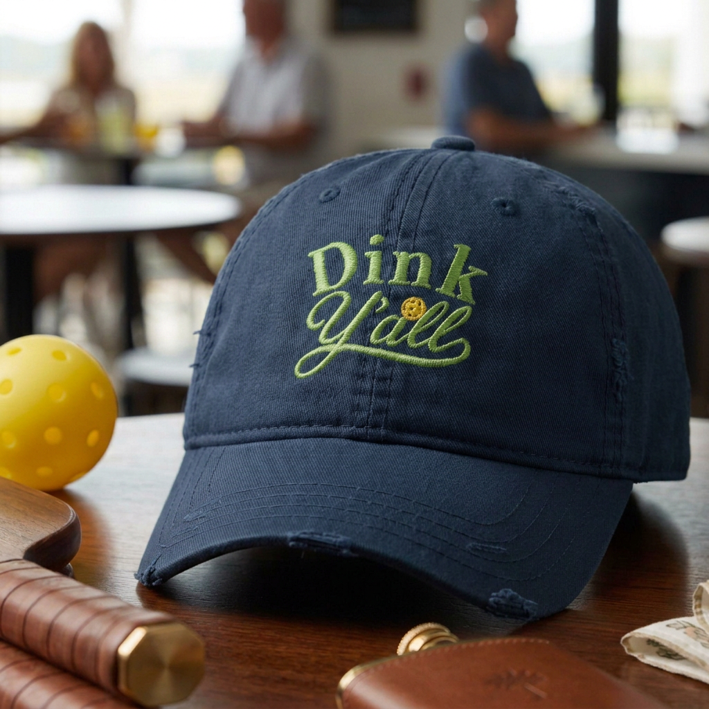 Dink Y'all Distressed Dad Hat — Two Words. A Complete Pickleball Philosophy.