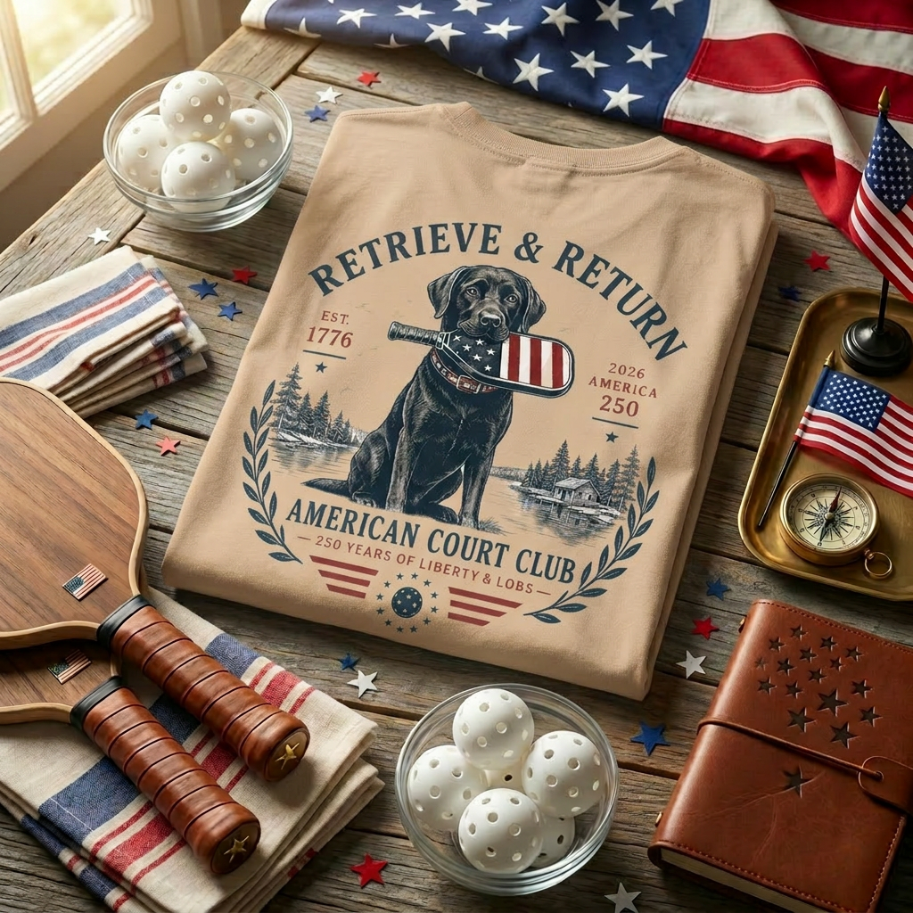 Retrieve & Return Tee — American Court Club | 250 Years of Liberty & Lobs