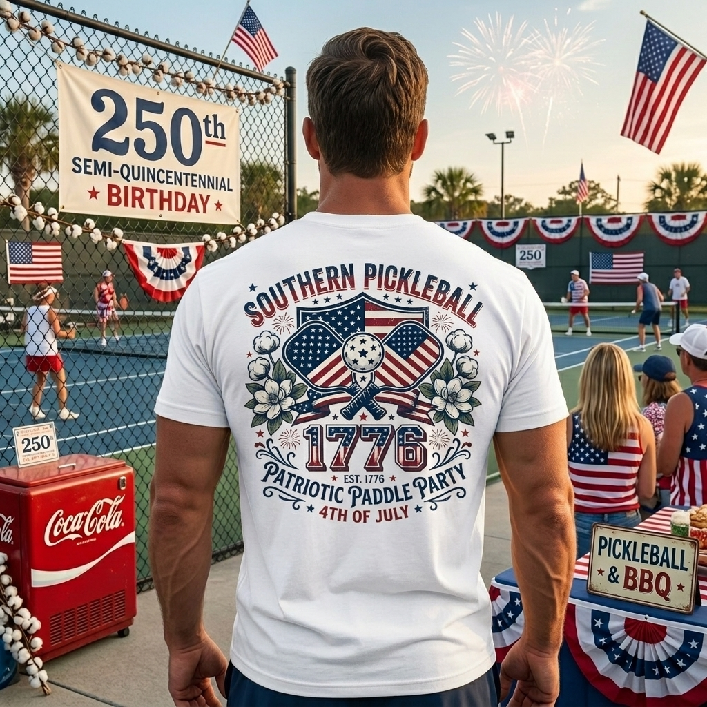 Southern Pickleball Patriotic Paddle Party Tee — Est. 1776 | 4th of July Edition