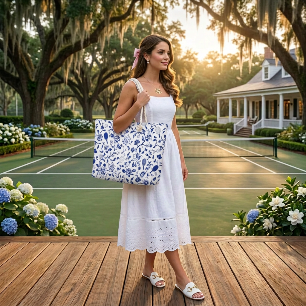 Blue Willow Court to Coast Oversized Pickleball Weekender Bag — The Most Elegant Thing Ever Carried to a Pickleball Court