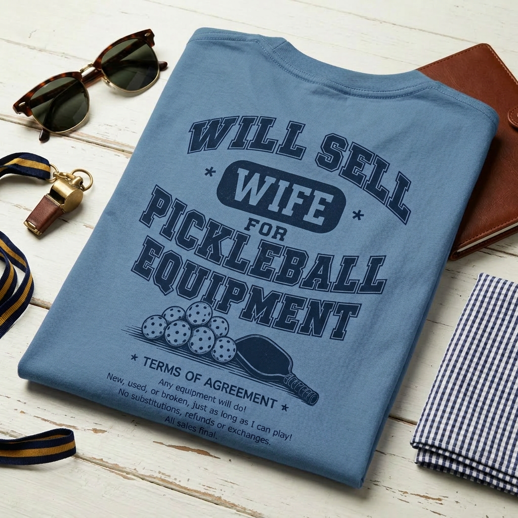 Will Sell Wife for Pickleball Equipment Tee — The Husband Who Has His Priorities Straight