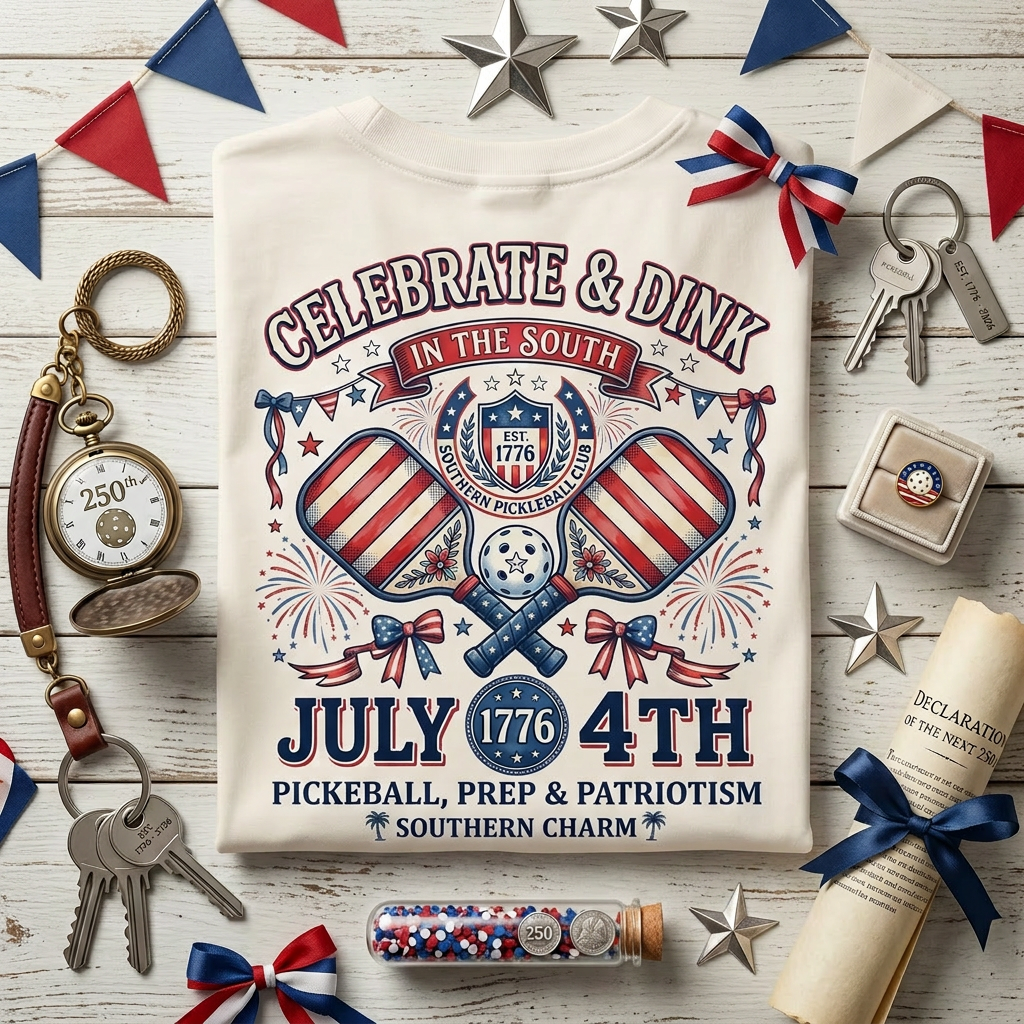 Celebrate & Dink in the South Tee — July 4th | Pickleball, Prep & Patriotism