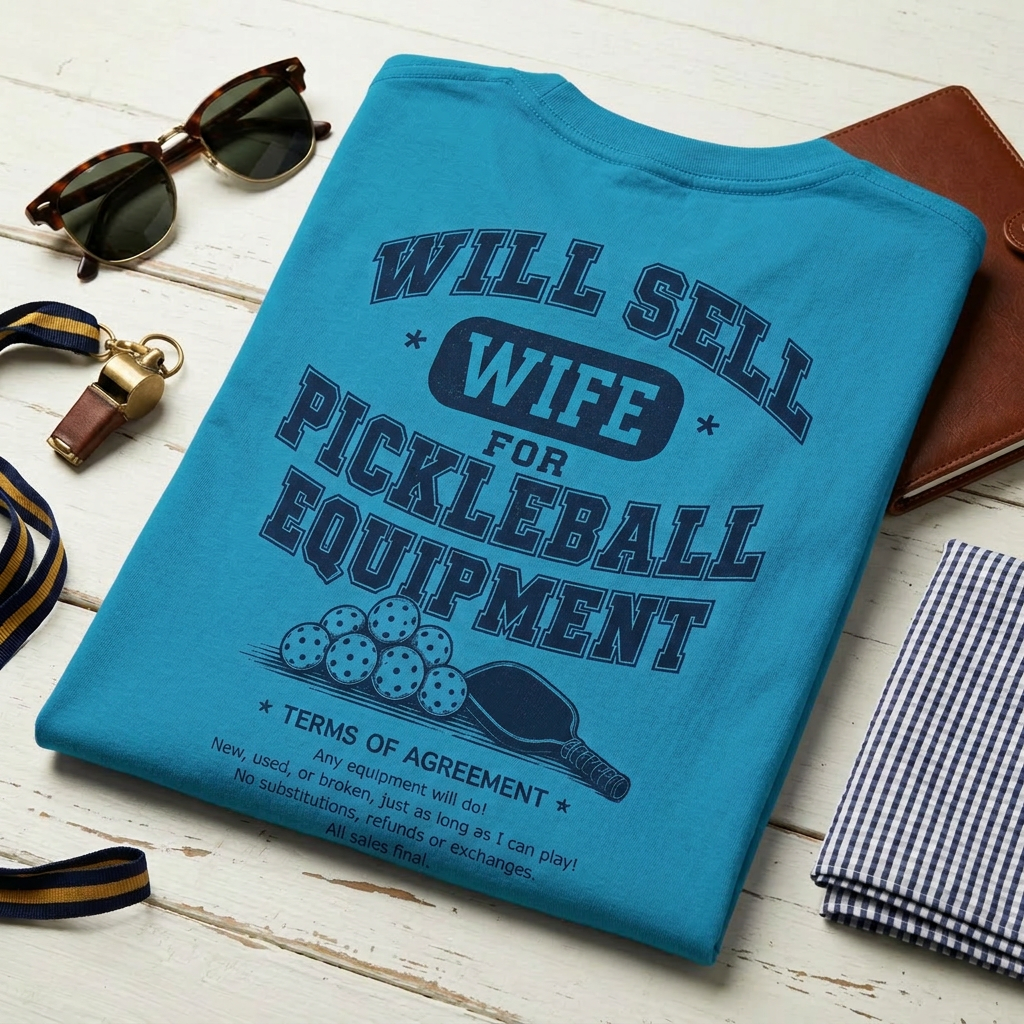 Will Sell Wife for Pickleball Equipment Tee — The Husband Who Has His Priorities Straight