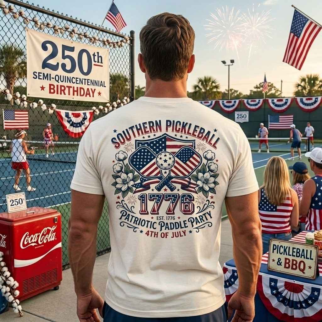 Southern Pickleball Patriotic Paddle Party Tee — Est. 1776 | 4th of July Edition