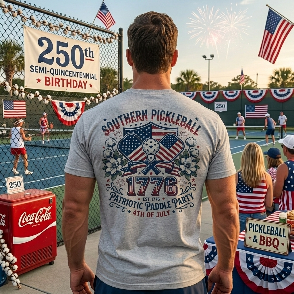 Southern Pickleball Patriotic Paddle Party Tee — Est. 1776 | 4th of July Edition