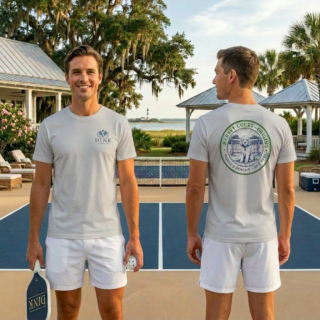Barney Court Origins Tee — Pickle's Domain, Est. 1965