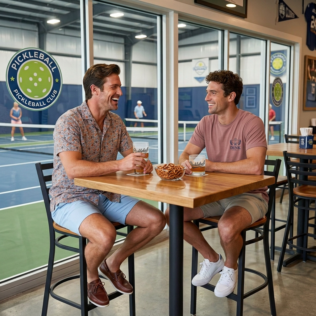 Court to Cabana Men's All-Over Pickleball Print Button Shirt — The Official Uniform of Winning and Looking Good Doing It