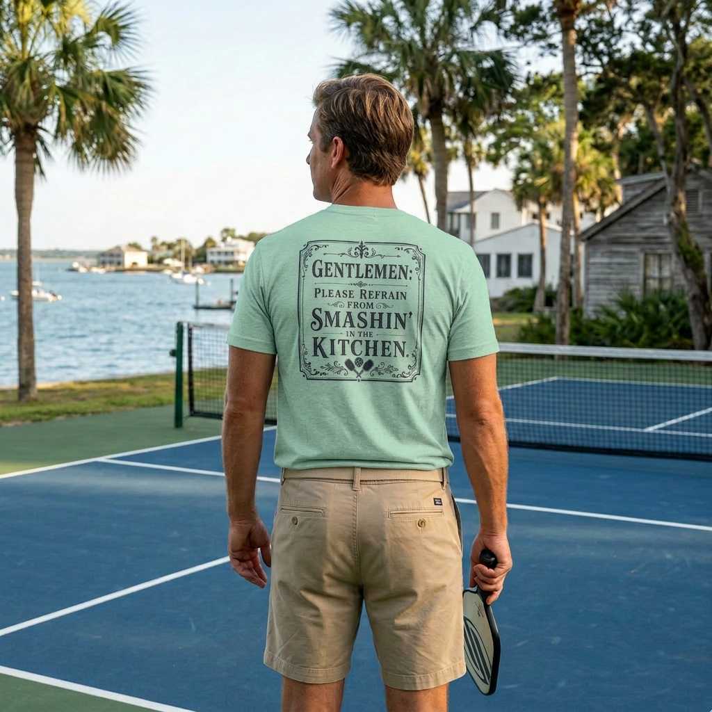 Gentlemen Please Refrain From Smashin' in the Kitchen Tee — A Polite Request. A Firm Rule.
