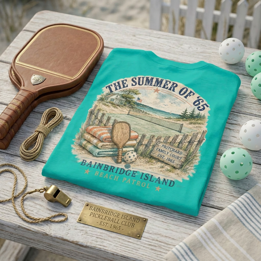The Summer of '65 Bainbridge Island Beach Patrol Tee — Where Pickleball Was Born and the Vibes Never Left