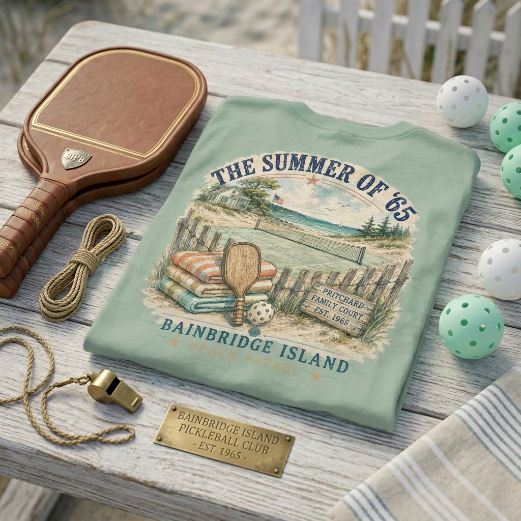 The Summer of '65 Bainbridge Island Beach Patrol Tee — Where Pickleball Was Born and the Vibes Never Left