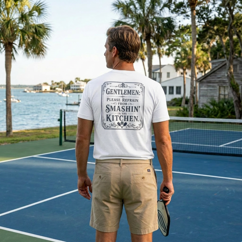 Gentlemen Please Refrain From Smashin' in the Kitchen Tee — A Polite Request. A Firm Rule.