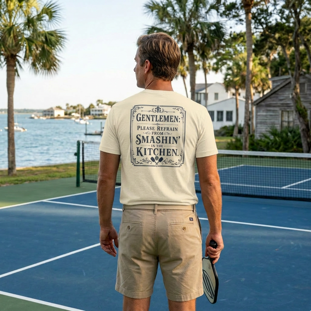Gentlemen Please Refrain From Smashin' in the Kitchen Tee — A Polite Request. A Firm Rule.