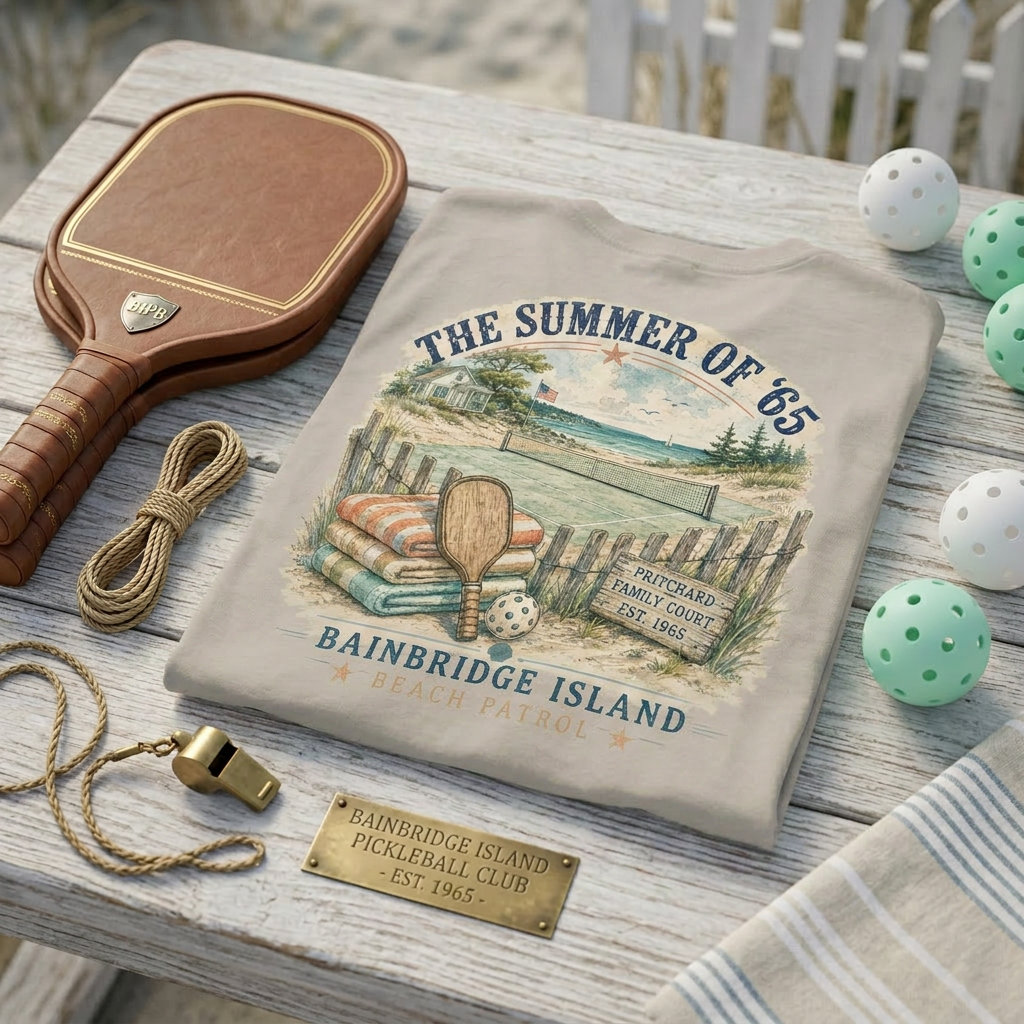 The Summer of '65 Bainbridge Island Beach Patrol Tee — Where Pickleball Was Born and the Vibes Never Left