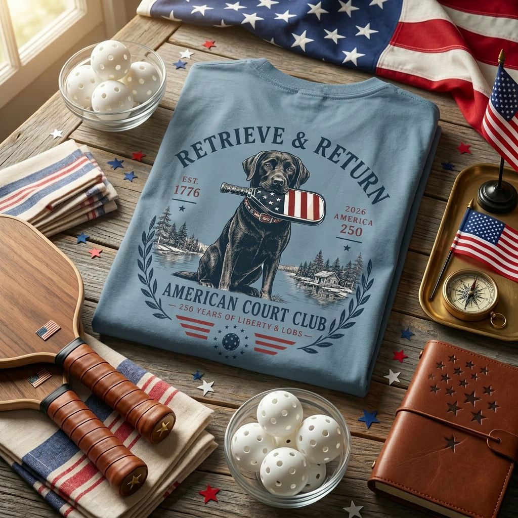 Retrieve & Return Tee — American Court Club | 250 Years of Liberty & Lobs