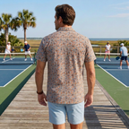 Court to Cabana Men's All-Over Pickleball Print Button Shirt — The Official Uniform of Winning and Looking Good Doing It