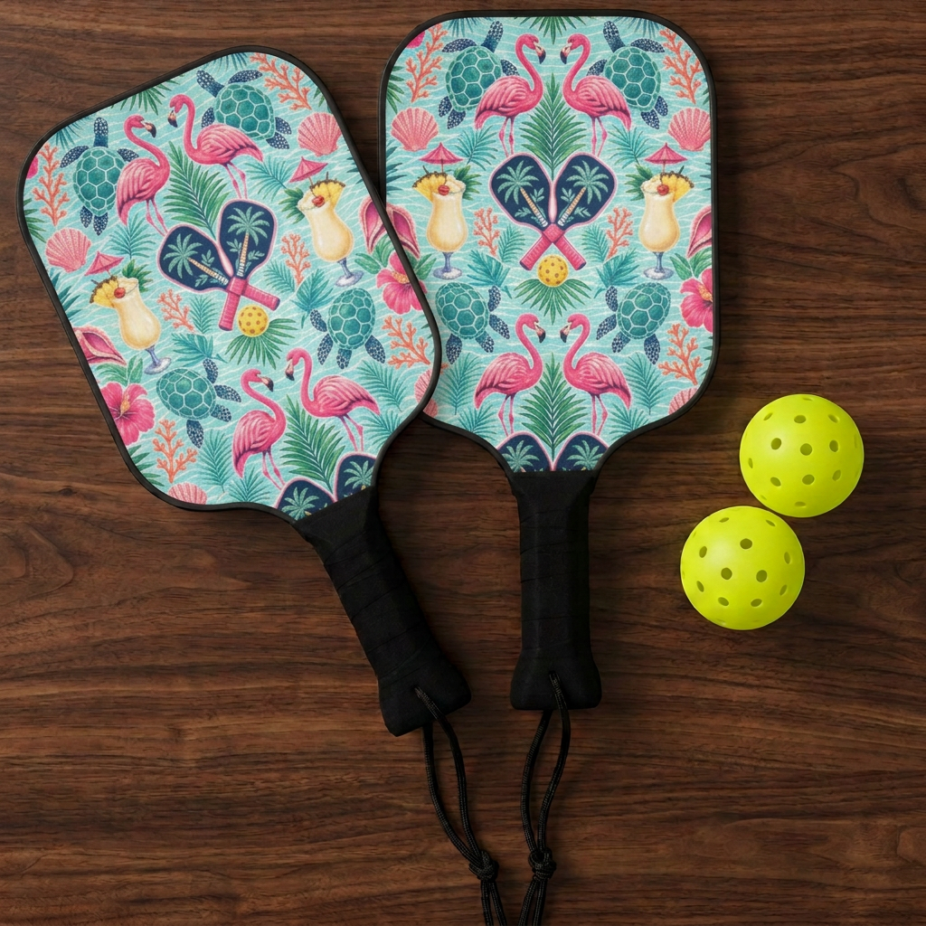 Flamingo Court Pickleball Paddle Set — Tropical Vibes, Ready to Rally