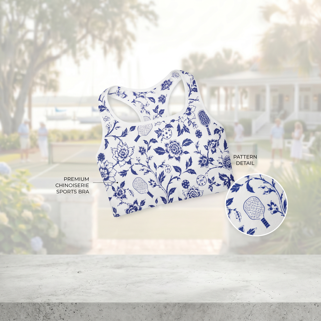 Blue Willow Pickleball Floral Sports Bra — Court-Ready Florals, Zero Compromises