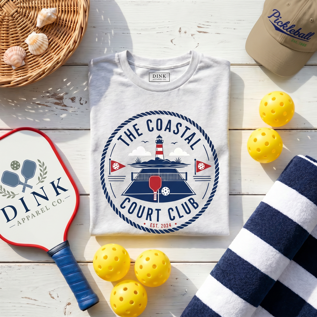 The Coastal Court Club Tee — Est. 2024, Where the Nets Meet the Sea