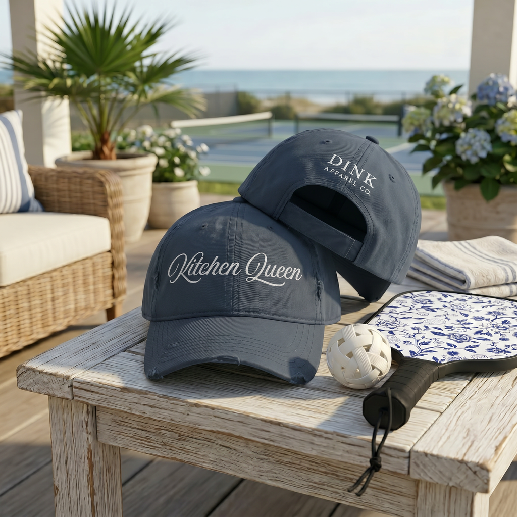 Kitchen Queen Distressed Dad Hat — She Rules the Non-Volley Zone