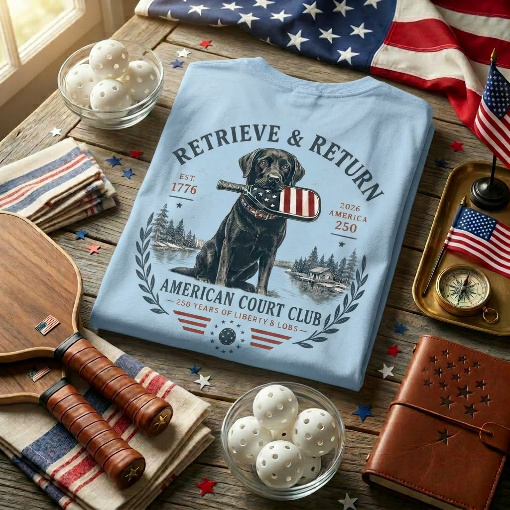 Retrieve & Return Tee — American Court Club | 250 Years of Liberty & Lobs