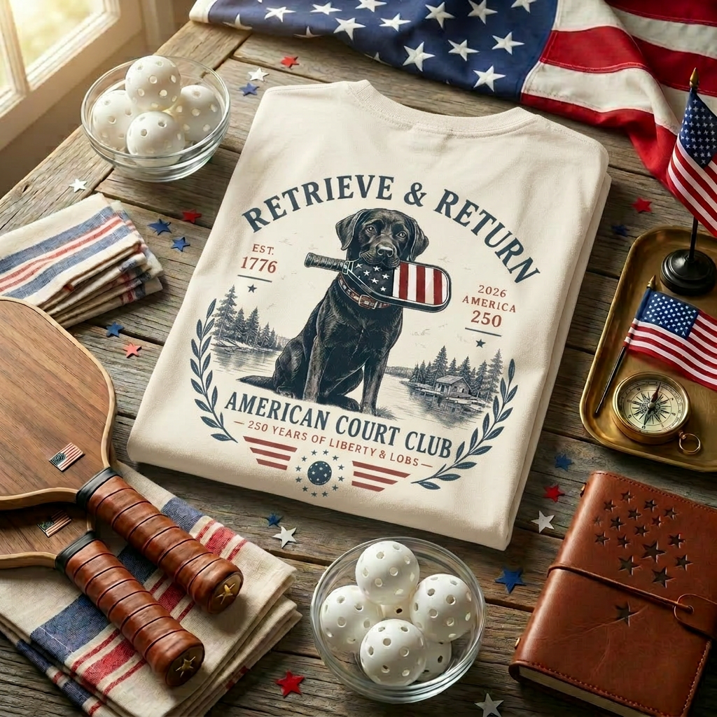 Retrieve & Return Tee — American Court Club | 250 Years of Liberty & Lobs