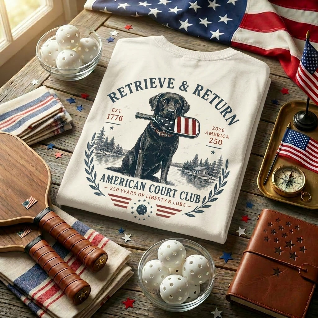 Retrieve & Return Tee — American Court Club | 250 Years of Liberty & Lobs