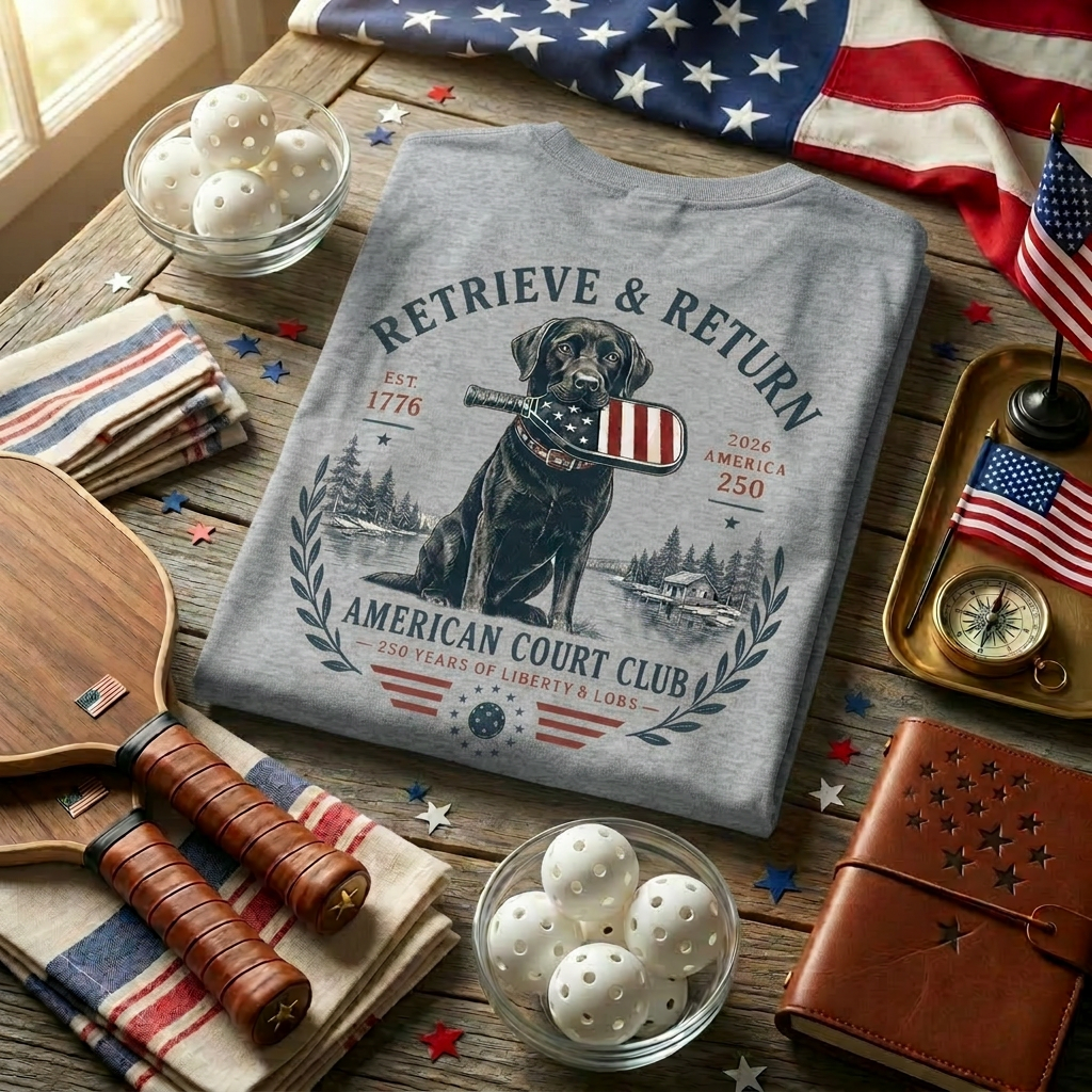 Retrieve & Return Tee — American Court Club | 250 Years of Liberty & Lobs