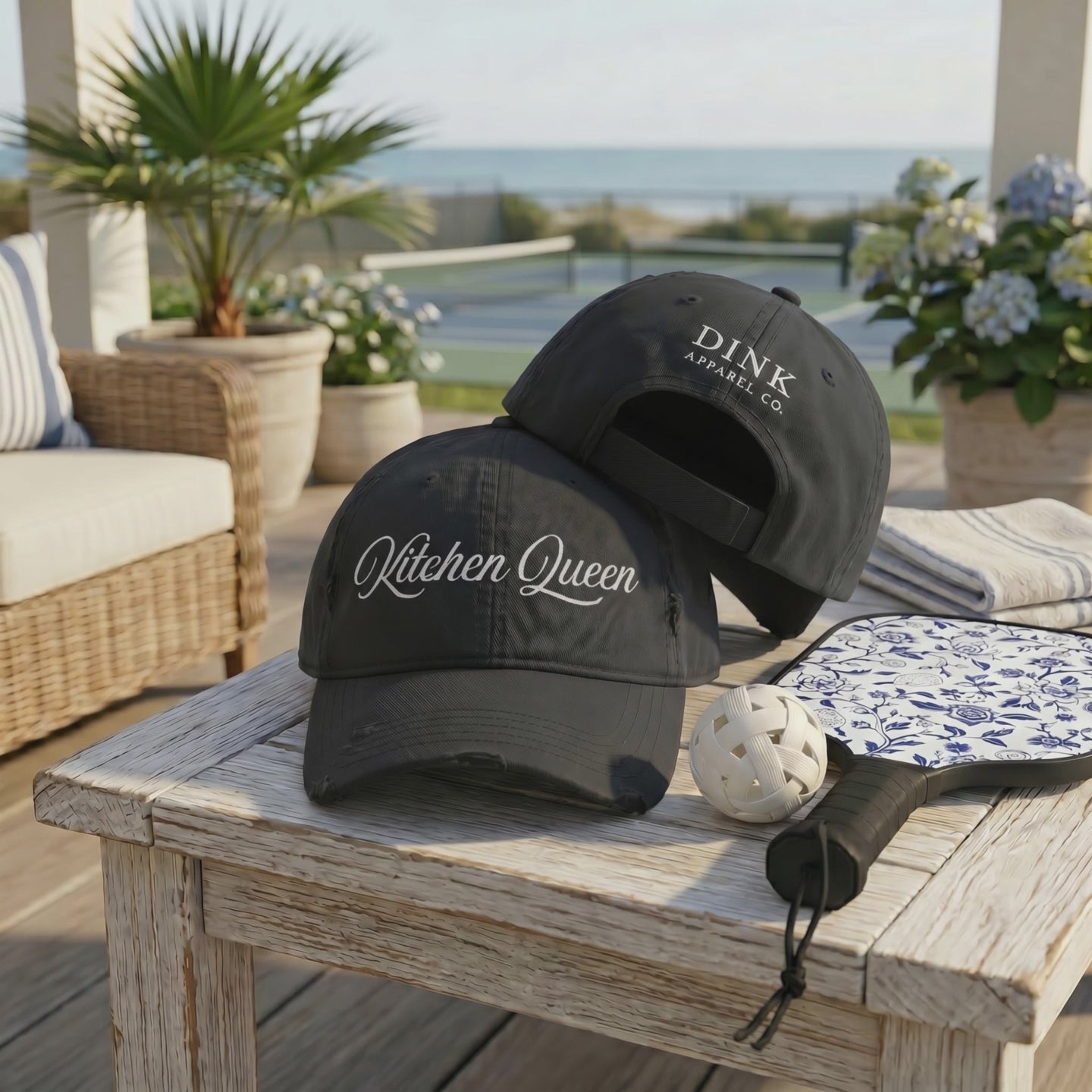 Kitchen Queen Distressed Dad Hat — She Rules the Non-Volley Zone