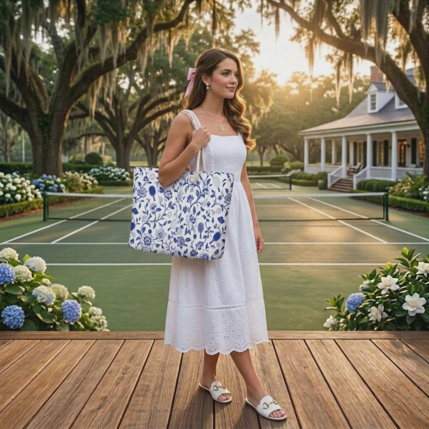 Blue Willow Court to Coast Oversized Pickleball Weekender Bag — The Most Elegant Thing Ever Carried to a Pickleball Court