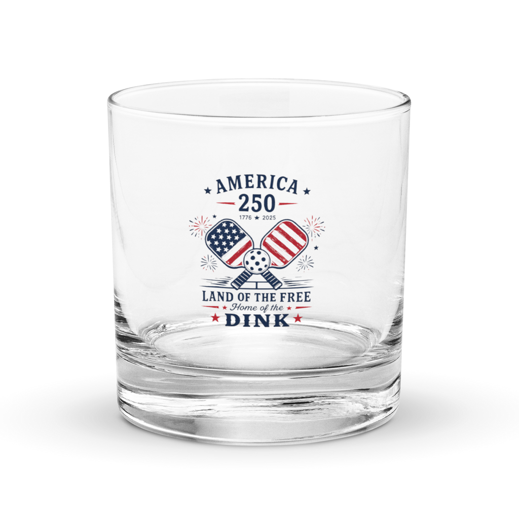 America 250 Land of the Free, Home of the Dink Rocks Glass — 1776–2025