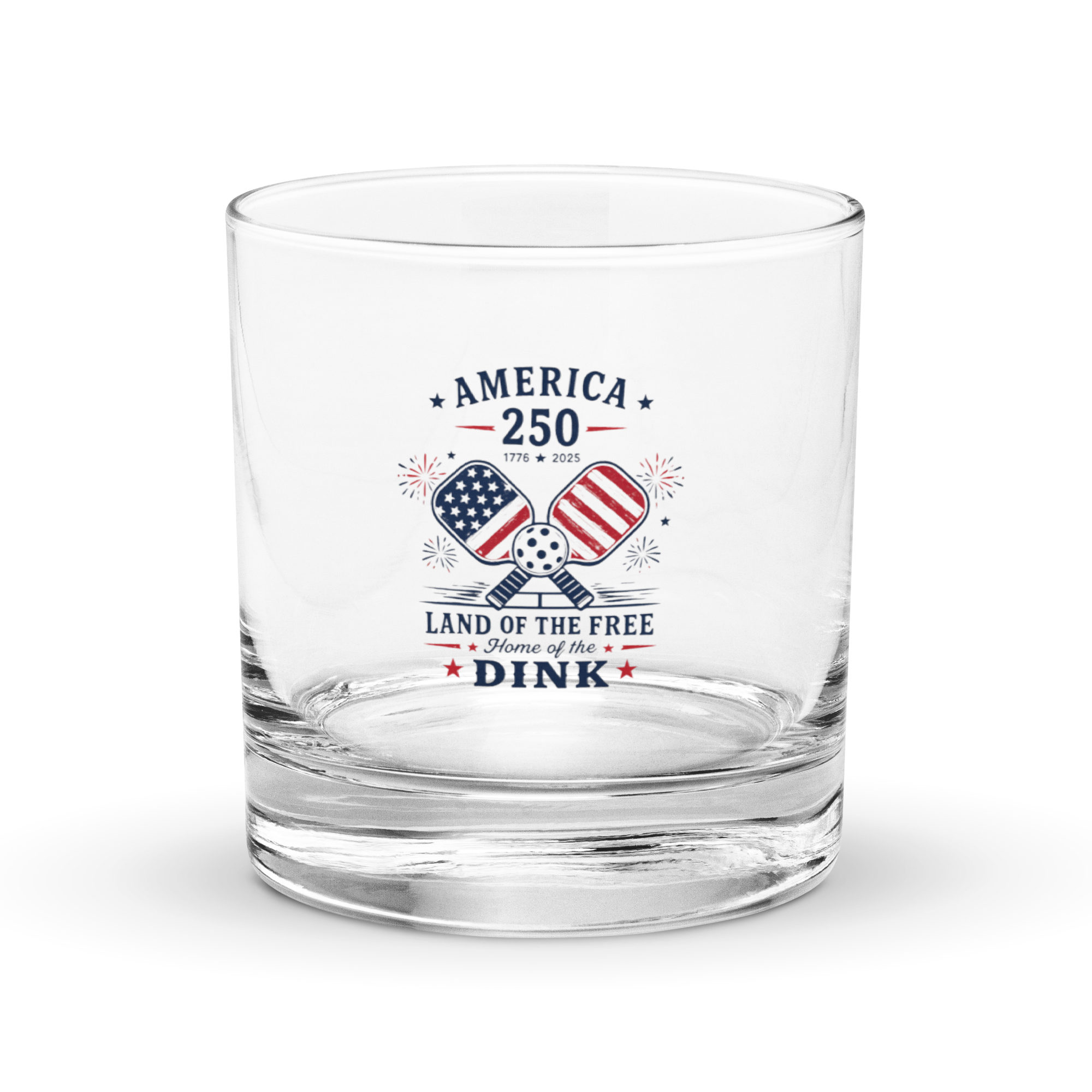 America 250 Land of the Free, Home of the Dink Rocks Glass — 1776–2025