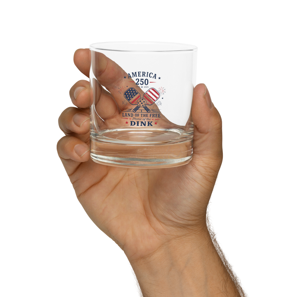 America 250 Land of the Free, Home of the Dink Rocks Glass — 1776–2025