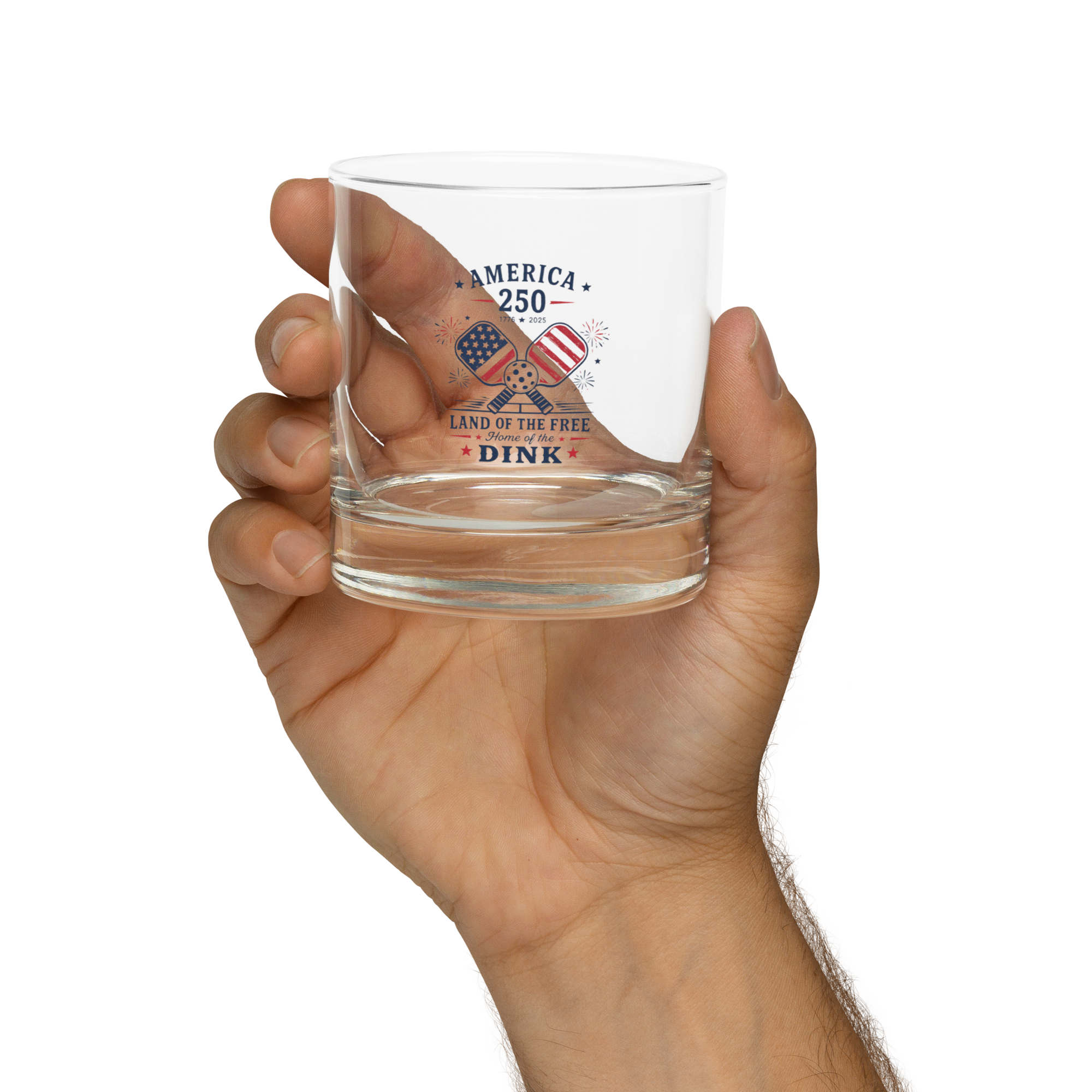 America 250 Land of the Free, Home of the Dink Rocks Glass — 1776–2025