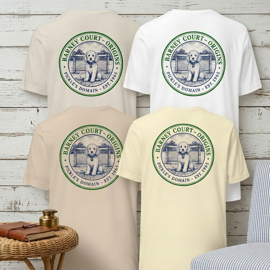 Barney Court Origins Tee — Pickle's Domain, Est. 1965