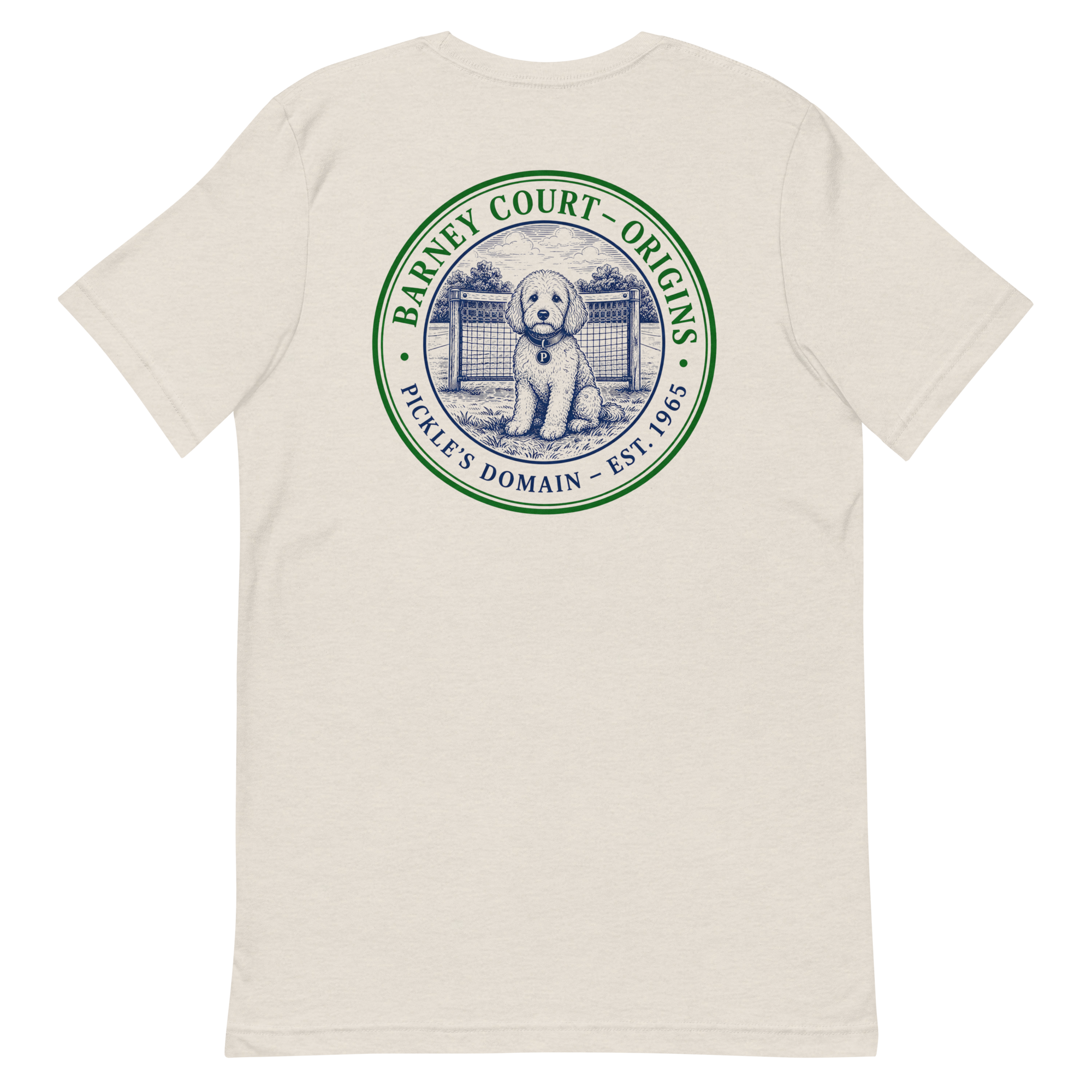 Barney Court Origins Tee — Pickle's Domain, Est. 1965