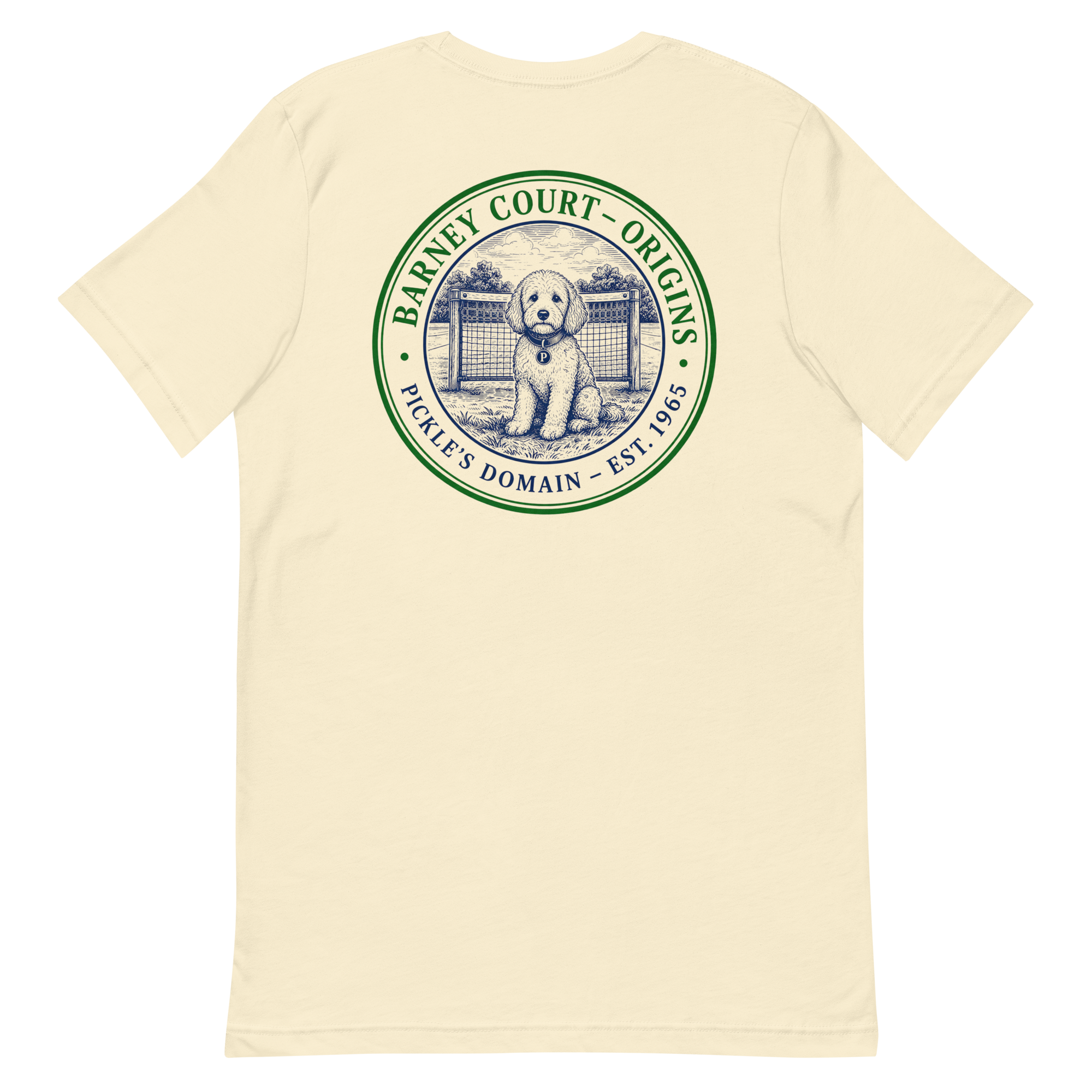 Barney Court Origins Tee — Pickle's Domain, Est. 1965