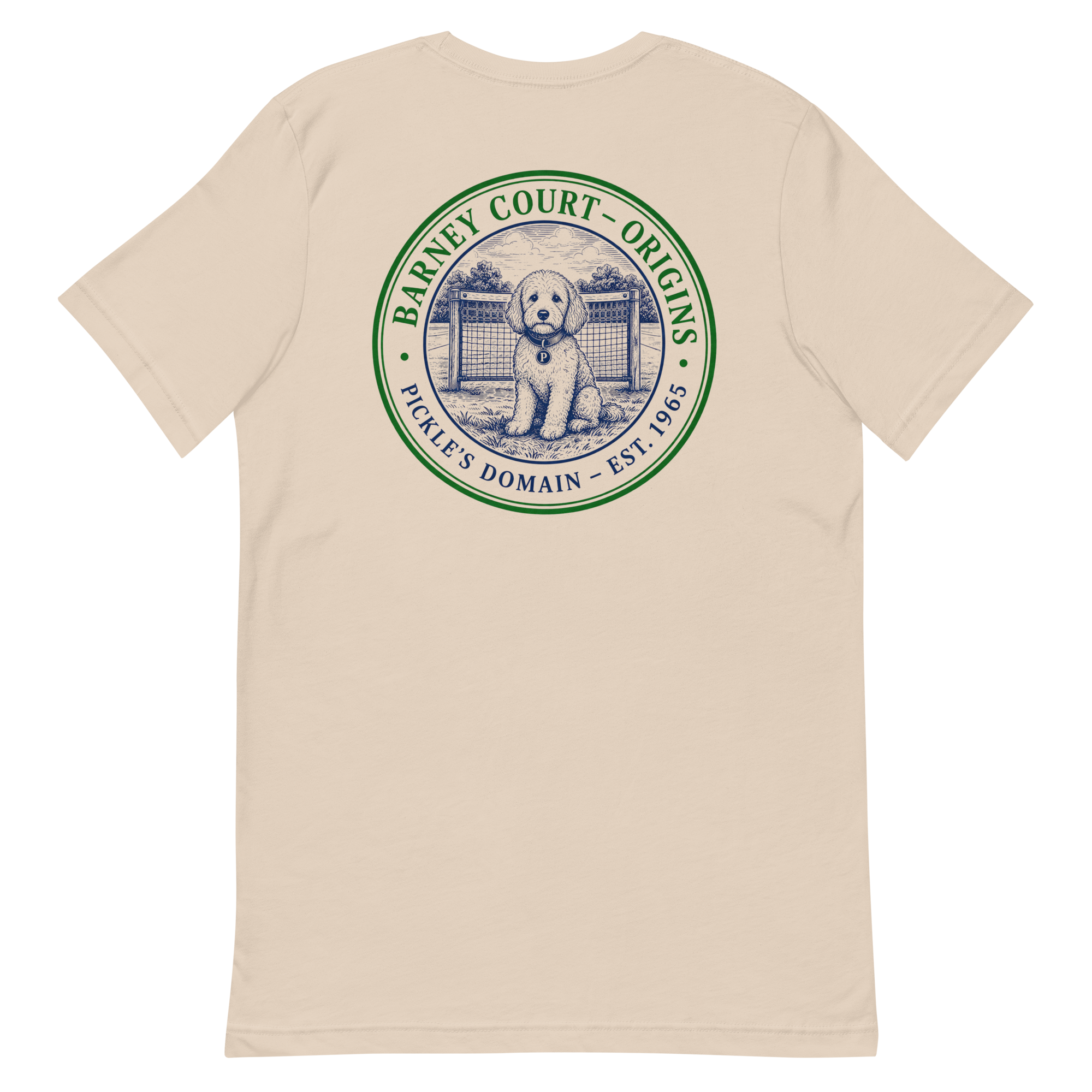 Barney Court Origins Tee — Pickle's Domain, Est. 1965