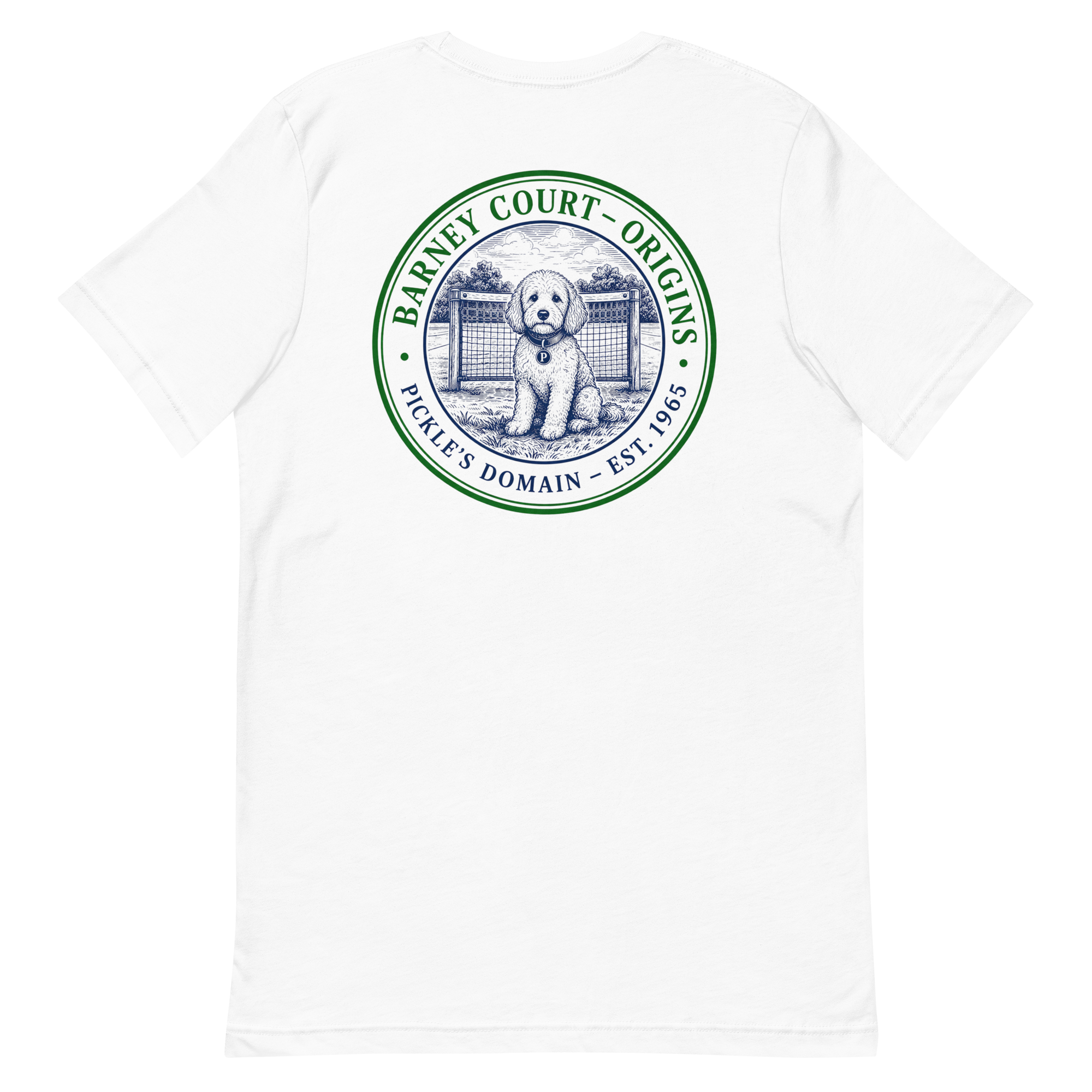 Barney Court Origins Tee — Pickle's Domain, Est. 1965